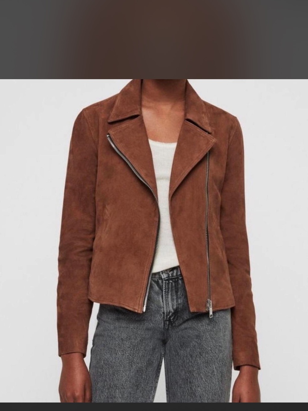 AllSaints Women’s Suede Vela Moto Jacket NWOT